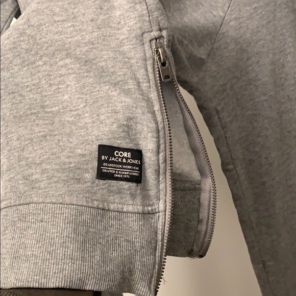 Jack & Jones Grey Sweat Hoodie with Zipper Detail - Picture 4 of 5